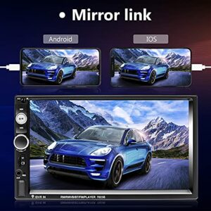 Podofo Double Din Car Stereo Radio 7 Inch Touch Screen Bluetooth Handsfree Mirror Link USB SD FM Audio Receiver with Backup Camera Wireless Remote Control Steering Wheel Control