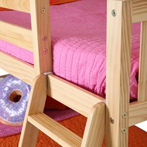 Max & Lily Low Bunk Bed, Twin-Over-Twin Wood Bed Frame For Kids, Natural