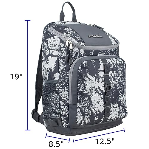 FUEL Wide Mouth Sports Backpack with Laptop Compartment for Work, Travel, Outdoors - Gray Flannel/Soft Silver