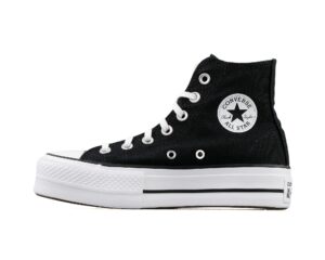 converse women's chuck taylor all star lift high top sneakers, black/white/white, 8.5 medium us