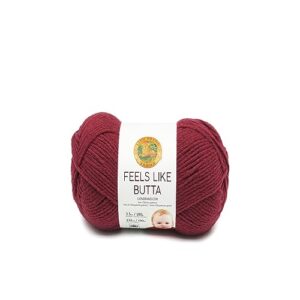 lion brand yarn feels like butta yarn, cranberry