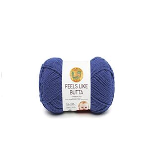 lion brand yarn feels like butta soft yarn for crocheting and knitting, velvety, 1-pack, royal blue