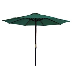 sunnyard 9ft wooden patio umbrella wooden market umbrella with pulley lift for garden yard deck pool market,green