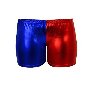 girls metallic jacket and hot pants shorts halloween (ages 7-8, red & blue shorts)