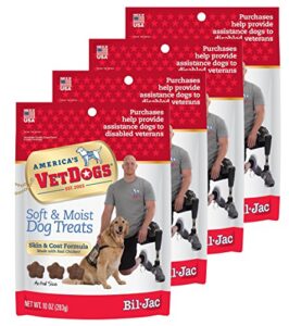 bil-jac 840235168638 vet dogs skin & coat soft treats (4 pack), 10 oz