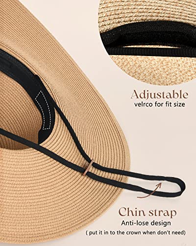 Sun Straw Hat Wide Brim UPF 50 Summer Foldable Roll up Floppy Beach Hats for Women