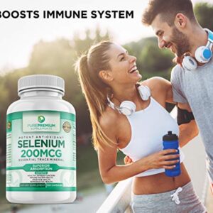 PurePremium Selenium Supplement (Selenomethionine) 100 Once Daily Selenium 200mcg Caps. Supports Immune System, Prostate and Reproductive Function - Essential Trace Mineral - Selenium 200 mcg