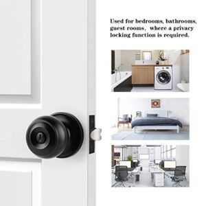 Probrico 6 Pack Black Door Knobs Door Handles Interior, Bedroom Bathroom Door Locks Doorknobs, Round Ball, Privacy Function