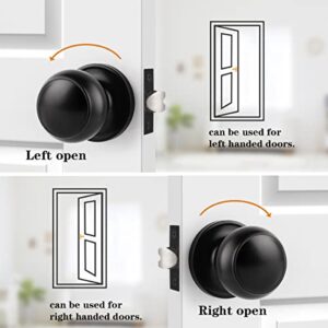 Probrico Passage Interior Door Knobs Hall and Closet Door Handle Keyless Black Lockset Stainless Steel 5 Pack