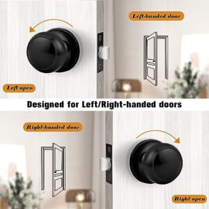 Probrico Passage Interior Door Knobs Hall and Closet Door Handle Keyless Black Lockset Stainless Steel 5 Pack