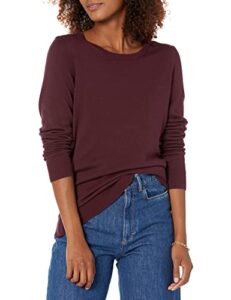 amazon essentials women's long-sleeve lightweight crewneck sweater (available in plus size), burgundy, medium
