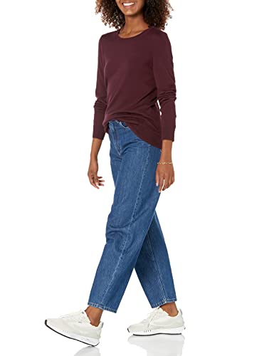 Amazon Essentials Women's Long-Sleeve Lightweight Crewneck Sweater (Available in Plus Size), Burgundy, Medium