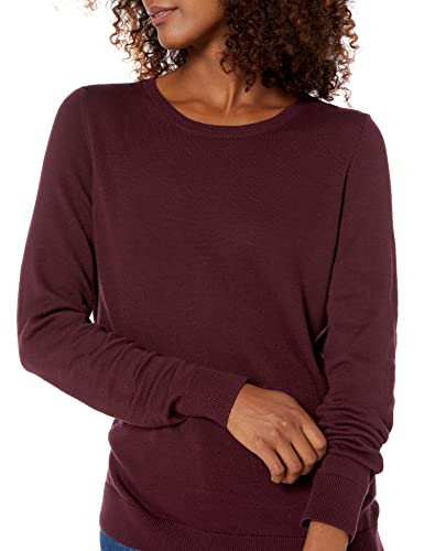 Amazon Essentials Women's Long-Sleeve Lightweight Crewneck Sweater (Available in Plus Size), Burgundy, Medium
