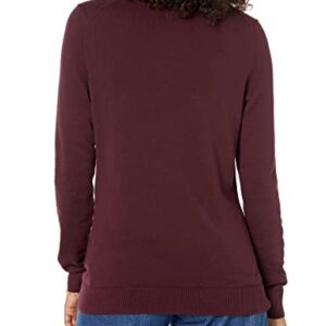 Amazon Essentials Women's Long-Sleeve Lightweight Crewneck Sweater (Available in Plus Size), Burgundy, Medium