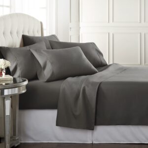 danjor linens california king sheet set - 6 piece set including 4 pillowcases - deep pockets - breathable, soft bed sheets - wrinkle free - machine washable - gray cal king bed sheets - 6 pc