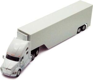 kinsmart 1:68 kenworth t700 container truck die cast metal model toy (white no decal)