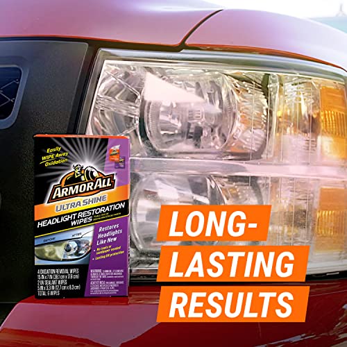 Car Headlights Cleaner Wipes by Armor All, Cleaning Wipes for Headlights for Cars, Trucks, Mortocycles, 6 Wipes Each