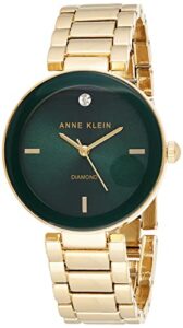 anne klein women's ak/1362gngb diamond-accented gold-tone bracelet watch