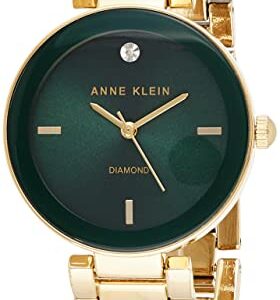 Anne Klein Women's AK/1362GNGB Diamond-Accented Gold-Tone Bracelet Watch