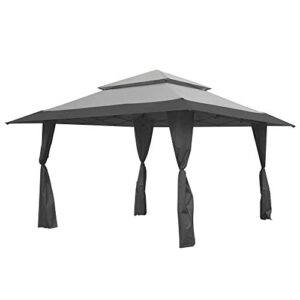z-shade 13 x 13 foot instant gazebo outdoor canopy patio shelter tent with reliable stakes, steel frame, and rolling bag, gray
