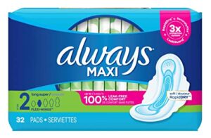 always pads size 2 maxi 32 count long super 9 hour (pack of 3)