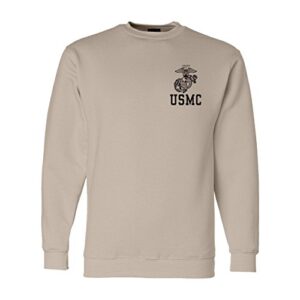 emarine px eagle globe and anchor usmc crew neck sweatshirt sand. made in usa. officially licensed with the united states marine corps