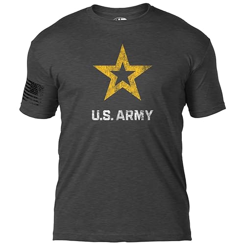 7.62 Design US Army 'Distressed Logo' Patriotic Men's T Shirt,Heather Dark Charcoal,X-Large