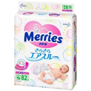 Diapers - Japanese Tapes - Import Diapers Merries Smooth Air-Through - 82 Pieces - S 8-17 lbs - Comfortable Fit - Prevents Leakage from The Sides - Less Pressure On Your Baby's Tummy