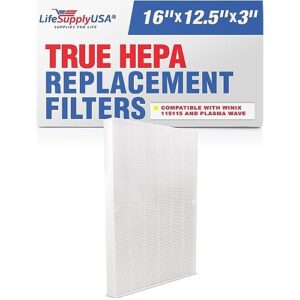 true hepa air cleaner filter replacement compatible with winix plasmawave 115115, size 21 by lifesupplyusa