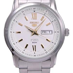 Seiko 5 SNKP15 K1 Silver with White Dial Men's Classic Automatic Analog Watch