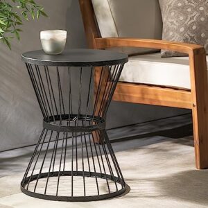 Christopher Knight Home Lassen Outdoor 16" Iron Side Table, Matte Black