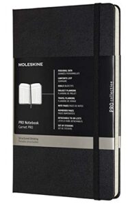moleskine pro notebook, hard cover, large (5" x 8.25") professional project planning, black, 240 pages