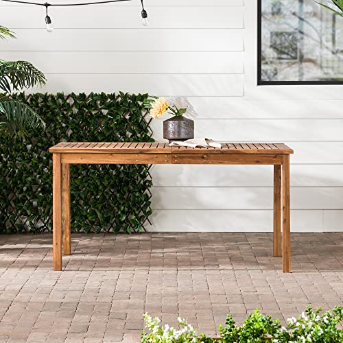 Walker Edison Dominica Contemporary Slatted Outdoor Dining Table, 34 Inch, Brown