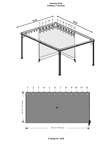 Sojag Accessories Set of 4 12' x 16' Curtains for Genova Outdoor Gazebo - Brown
