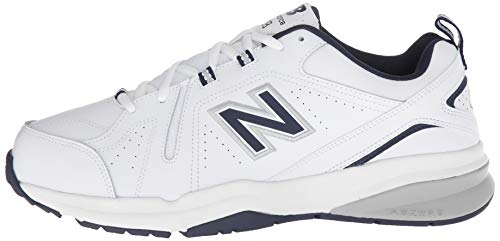 New Balance Men's 608 V5 Casual Comfort Cross Trainer, White/Navy, 10.5