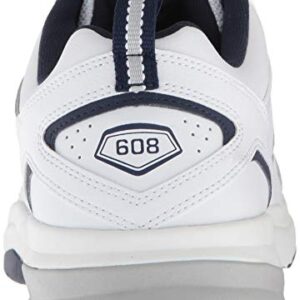 New Balance Men's 608 V5 Casual Comfort Cross Trainer, White/Navy, 10.5