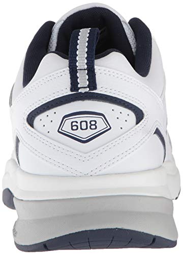 New Balance Men's 608 V5 Casual Comfort Cross Trainer, White/Navy, 10.5