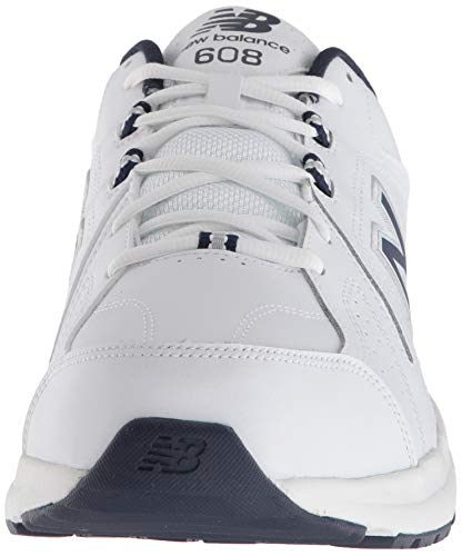 New Balance Men's 608 V5 Casual Comfort Cross Trainer, White/Navy, 10.5