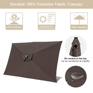 Yescom 10x6.5 ft Rectangle Outdoor Patio Aluminium Umbrella Solar Powered Led Light Crank Tilt Chocolate(Pack of 2)