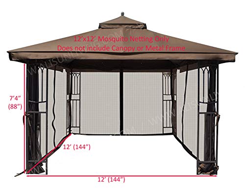 ALISUN Universal 12' x 12' Gazebo Mosquito Netting (Brown)