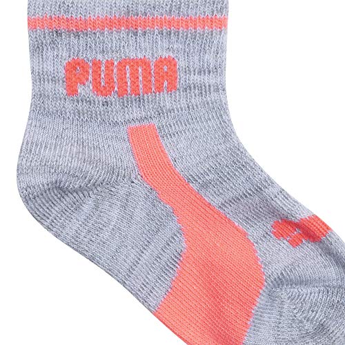 PUMA Baby 6 Pack Infant Anklet Socks, Grey/Coral, 12-24 Months US