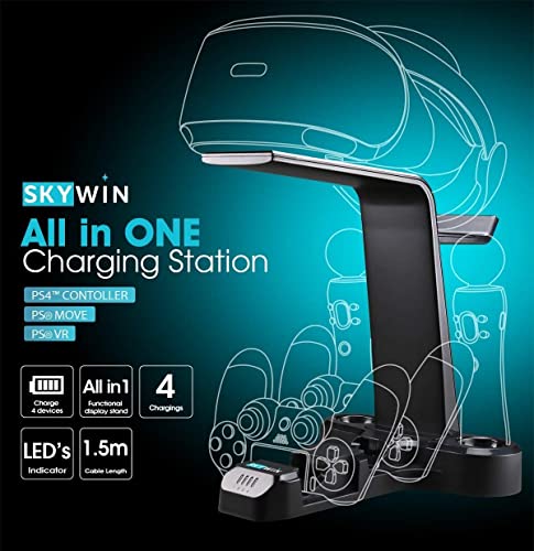 Skywin VR Charging Stand - PSVR Charging Stand to Showcase, Display, and Charge Your PS4 VR (PS4 Controller)