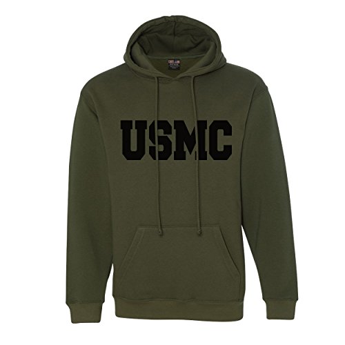 eMarinepx USMC Hooded Sweatshirt Military Green. Made in USA. Officially Licensed with The United States Marine Corps