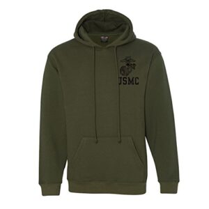 emarine px eagle globe and anchor w/usmc hooded sweatshirt military green
