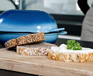 LoafNest: Incredibly Easy Artisan Bread Kit. Cast Iron Dutch Oven [Blue Gradient] and Perforated Non-Stick Silicone Liner.