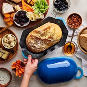 LoafNest: Incredibly Easy Artisan Bread Kit. Cast Iron Dutch Oven [Blue Gradient] and Perforated Non-Stick Silicone Liner.