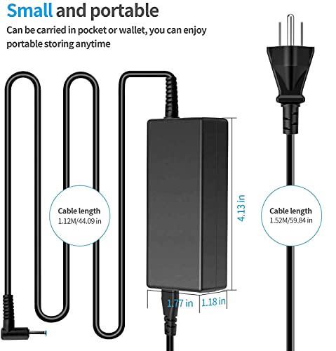 HP 45W 19.5V 2.31A Laptop Charger for HP Stream 11 13 14, Pavilion, Elitebook Folio, Spectre, Pavilion Touchsmart, Spectre Ultrabook, AC Adapter Power Supply (4.5mm x 3mm)