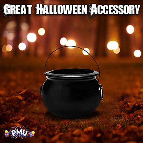 PMU Halloween Cauldron - Blow Mold Plastic Party Accessory - Candy Holder for Kids - Halloween Party Favors & Supplies - 8 Inch Black Pkg/1