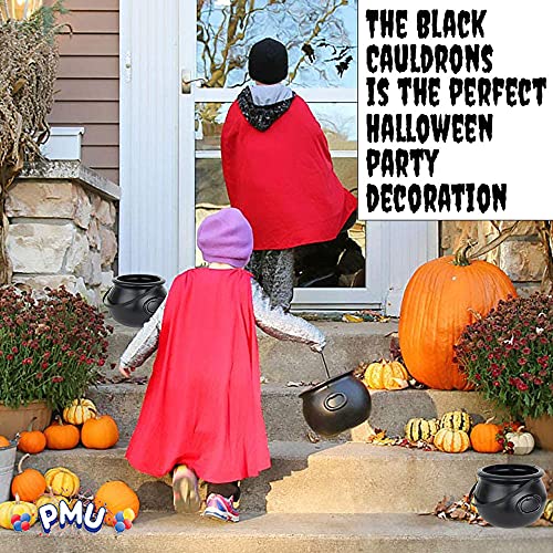 PMU Halloween Cauldron - Blow Mold Plastic Party Accessory - Candy Holder for Kids - Halloween Party Favors & Supplies - 8 Inch Black Pkg/1