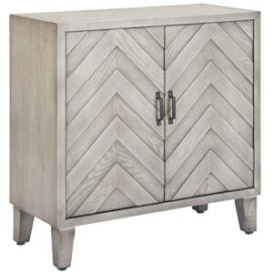 Amazon Brand – Stone & Beam Chevron Bar Cabinet, Light Gray Wood